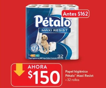Walmart Papel Higienico Petalo Maxi Resist 32 Rollos oferta
