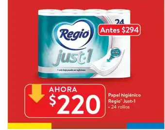 Walmart Papel Higienico Reglo Just-1 24 rollos oferta