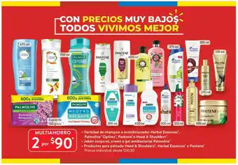 Walmart Variedad de Shampoo o Acondicionador Herbal Essences Palmolive Optims Pantene o Head & Shoulders/ Jabon Crema o gel oferta