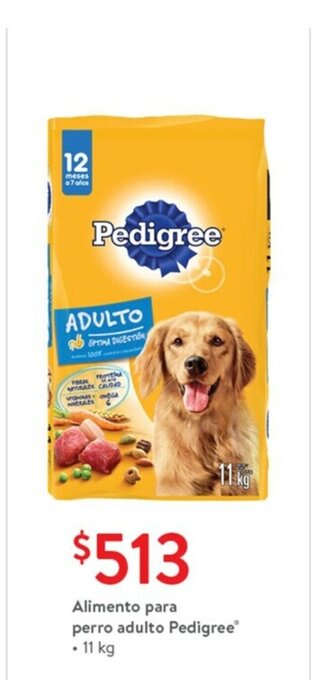 Walmart Alimento para perro adulto pedigree 11kg oferta