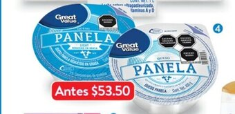 Walmart Queso Panela Regular o Light Great Value 400g oferta
