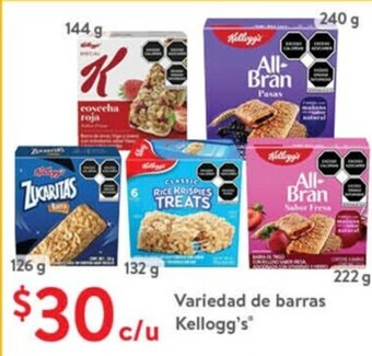 Variedad de barras Kellogg's