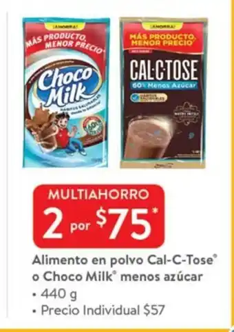 Walmart Alimento en polvo Cal-C-Tose o Choco Milk menos azucar 440g oferta