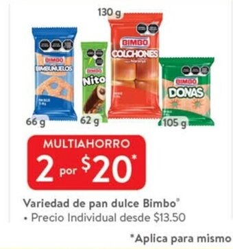 Walmart Variedad de pan dulce Bimbo oferta