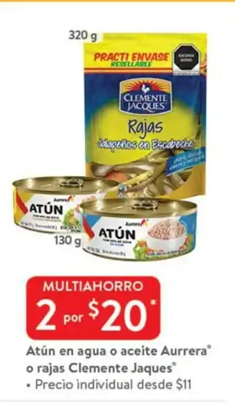 Walmart Atun en agua o Aceite Aurrera o rajas Clemente Jaques oferta