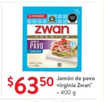 Walmart Jamon de Pavo Virginia Zwan 400g oferta