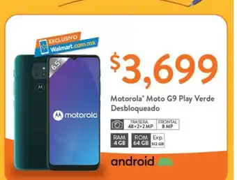 Walmart Motorola Moto G9 Play Verde Desbloqueado oferta