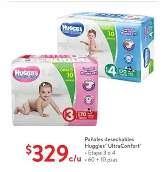 Walmart Pañales desechables Huggies Ultra Comfort oferta
