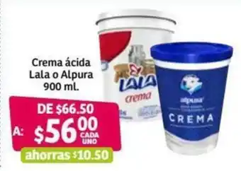 Soriana Híper Crema Ácida Lala o Alpura 900ml oferta