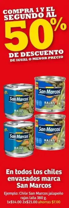 Soriana Híper Chile San Marcos Jalapeño Rajas Lata 380g oferta