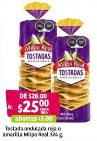 Soriana Híper Tostada Ondulada Roja o Amarilla Milpa Real 324g oferta