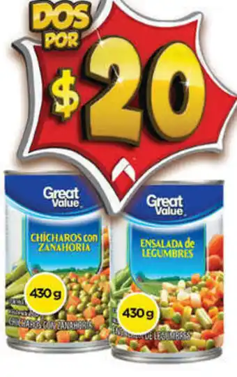 Bodega Aurrerá Chicharos con Zanahoria 430g, Ensalada de Legumbres 43g oferta