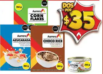 Aurrera Corn Flakes, Azucaradas, Choco Rice 350g, Atún 295g