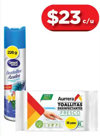 Bodega Aurrerá Destellos Azules 226g, Toallitas Desinfectntes Fresco 35 pzas oferta