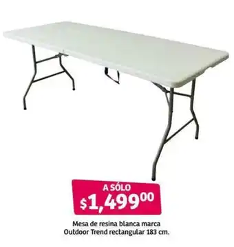 Soriana Híper Mesa de Resina Blanca Marca Outdoor Trend Rectangular 183cm oferta