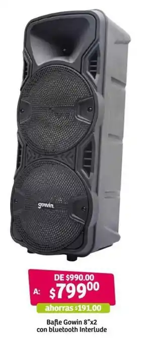 Soriana Híper Bafle Gowin 8"x2 con Bluetooth Interlude oferta