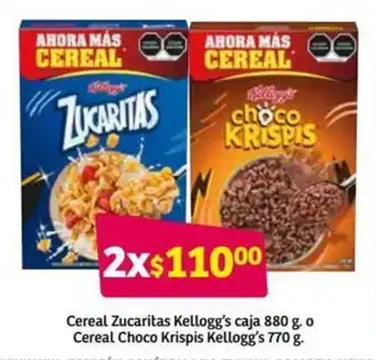 Soriana Híper Cereal Zucaritas Kellogg's caja 880g o Cereal Choco Krispis Kelogg's 770g oferta