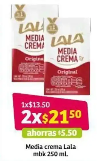 Soriana Híper Media Crema Lala mbk 250ml oferta