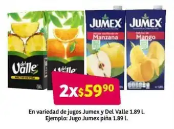 Soriana Híper En Variedad de Jugos Jemex e Del Valle 1.89L oferta