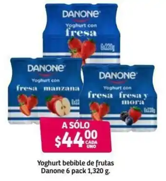 Soriana Híper Yoghurt Bebible de Frutas Danone 6 pack 1,320g oferta