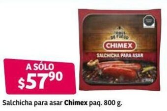 Soriana Híper Salchicha para asar Chimex Paq. 800g oferta