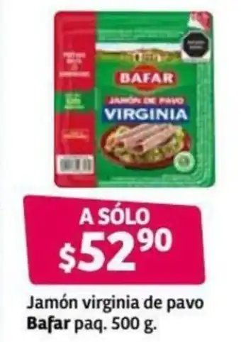 Soriana Híper Jamón Virginia de Pavo Bafar paq. 500g oferta