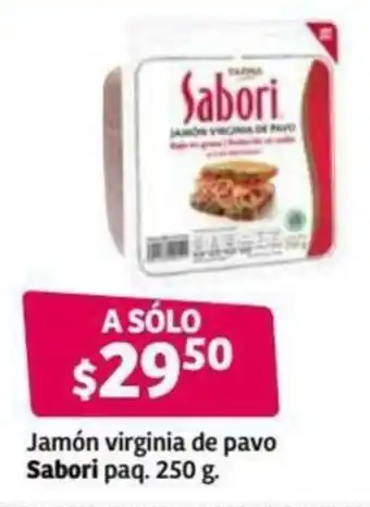Soriana Híper Jamón Virginia de Pavo sabori Paq. 250g oferta