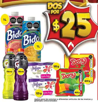 Bodega Aurrerá Bida 1L, Vita Linea 125g, Dany 400g oferta