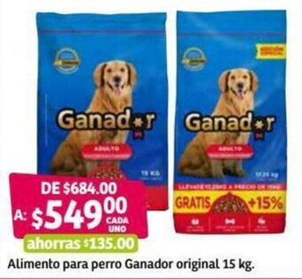 Soriana Híper Alimento para Perro Ganador Original 15kg oferta
