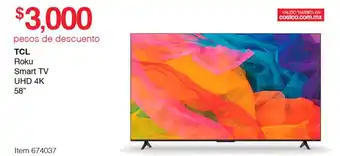 Costco TCL Roku Smart TV UHD 4K 58" oferta