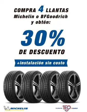 Costco COMPRA 4 LLANTAS Michelin o BFGoodrich y obtén: oferta