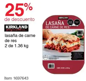 KIRKLAND lasaña de carne de res 2 de 1.36 kg