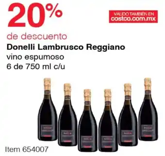 Costco Donelli Lambrusco Reggiano vino espumoso 6 de 750 ml c/u oferta