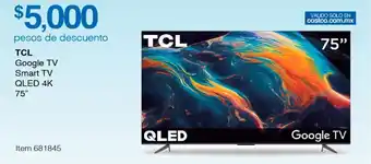 Costco TCL Smart TV QLED 4K 75" oferta