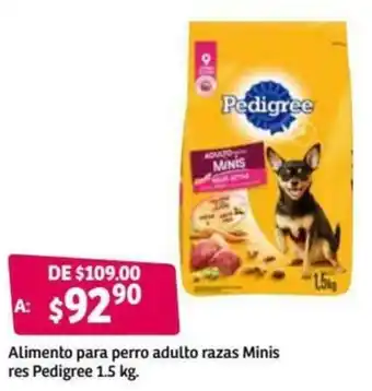 Soriana Híper Alimento para Perro Adulto Razas Minis res Pedigree 1,5kg oferta