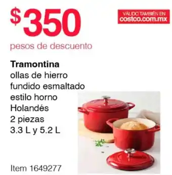 Costco Tramontina ollas de hierro fundido esmaltado estilo horno Holandés 2 piezas 3.3L y 5.2L oferta