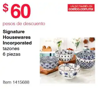 Costco Signature Housewares Incorporated tazones 6 piezas oferta