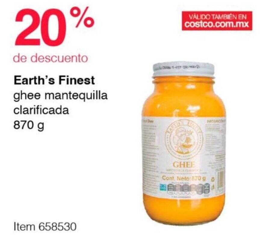 Earth's Finest ghee mantequilla clarificada 870 g oferta en Costco
