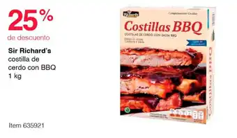 Costco Sir Richard's costilla de cerdo con BBQ 1 kg oferta