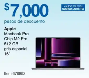 Costco Apple Macbook Pro Chip M2 Pro 512GB gris espacial 16" oferta