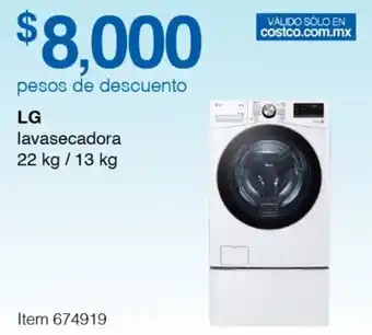 Costco LG lavasecadora 22 kg / 13 kg oferta