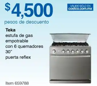 Costco Teka estufa de gas empotrable con 6 quemadores 30" puerta reflex oferta