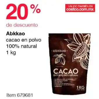 Costco Abkkao cacao en polvo 100% natural 1 kg oferta