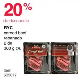 RYC corned beef rebanado 2 de 360 g c/u