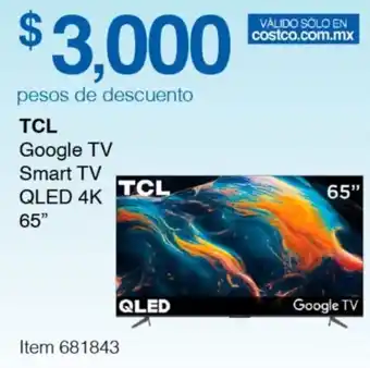 Costco TCL Smart TV QLED 4K 65" oferta