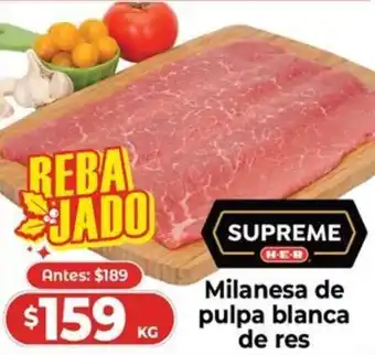 HEB Milanesa de pulpa blanca de res, kg oferta