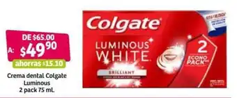 Soriana Híper Crema Dental Colgate Luminous 2 pack 75ml oferta