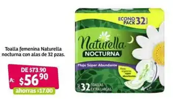 Soriana Híper Toalla femenina Naturella Nocturna con Alas de 332 pzas oferta