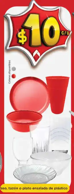 Bodega Aurrerá Vaso, tazón o plato ensalada de plástico oferta