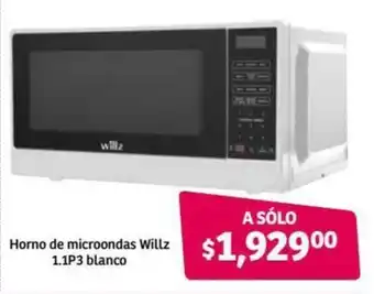Soriana Híper Horno de Microondas Willz 1.1P3 Blanco oferta